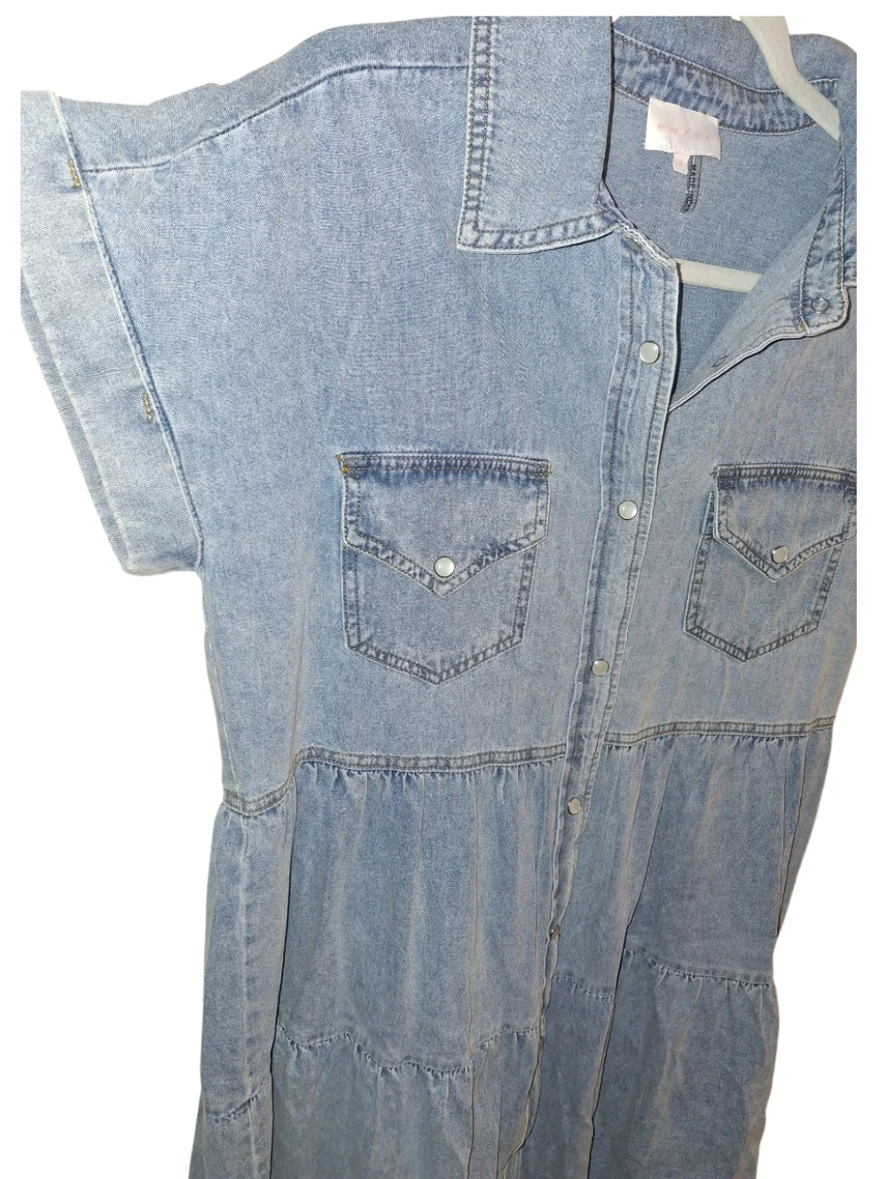 Nwot Entro Raw Hem Ruffled Denim Western Rodeo Dress Size Small - Picture 3 of 6